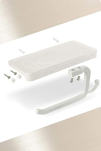 Miniatura 4 de Neater Nest Soporte de papel higiénico reversible con estante para teléfono, estilo decorativo (blanco)