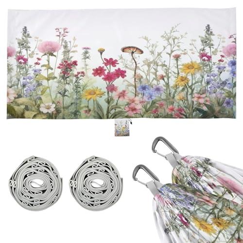 Haskirky Watercolor Flower Camping Hammock, Single Portable Hammocks with Tree Straps & Attached Carry Bag, 330Lbs Capacity Perfect for Outside Indoor Hiking Beach Backpack Travel