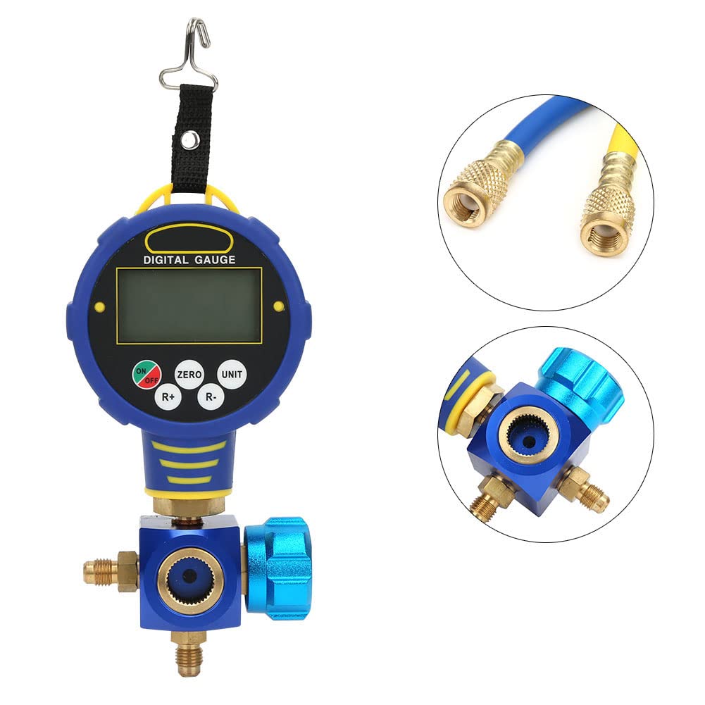 Medidor de Refrigerante Digital Medidor de Refrigeración 1 Probador de Vacío y Baja Presión NPT de 8 Pulgadas con 7 Unidades de Presión Más Pantalla F y C para Técnicos de Servicio de Aire