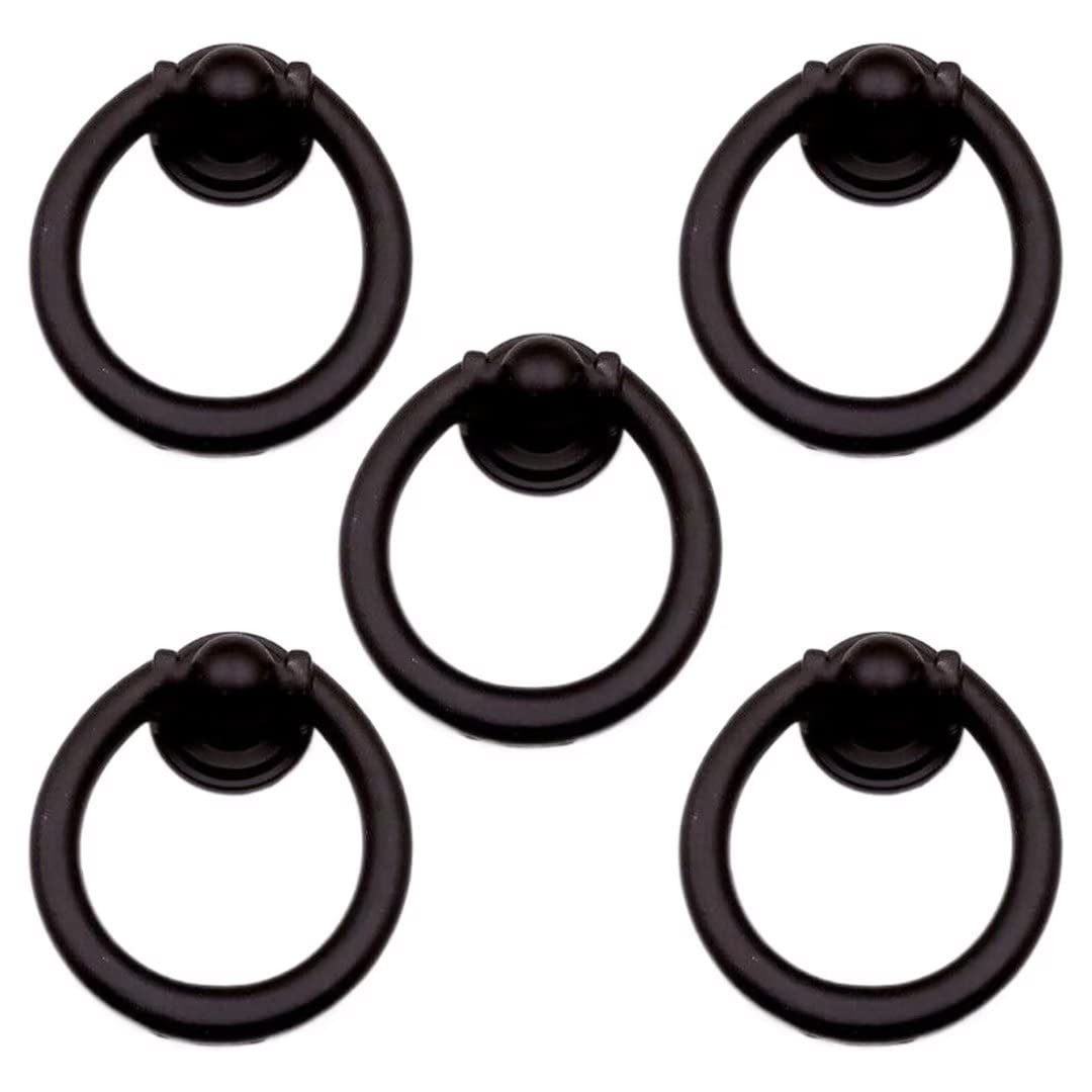 YDHSIKK Drawer Handles, Zinc Alloy Cabinet Knobs Drawer Pulls Handles Pack of 5 Multicolor 35-40mm Diameter(Black,40mm Diameter)
