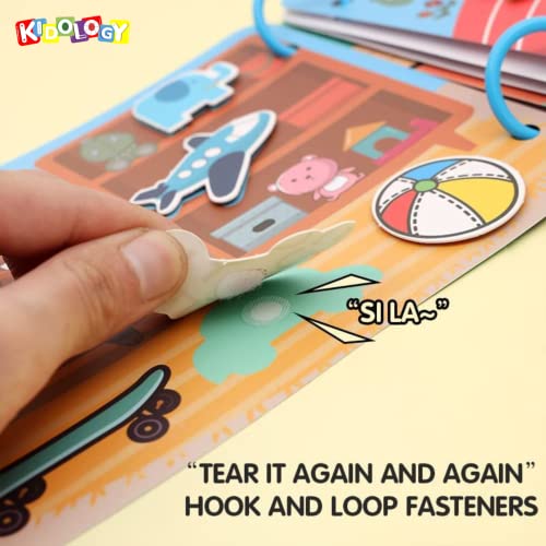 Kidology-Montessori-Quiet-Book-for-Toddlers-Busy-Book-for-Kids-to-Develop-Learning-Skills-Preschool-Educational-Travel-Toy-for-Boys-and-Girls-Sensory-Book-Interactive-for-Kids-Vehicle