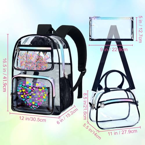Image of AGSDON Clear Backpack, Heavy Duty Transparent Bookbag, See Through PVC Backpacks for Women Men