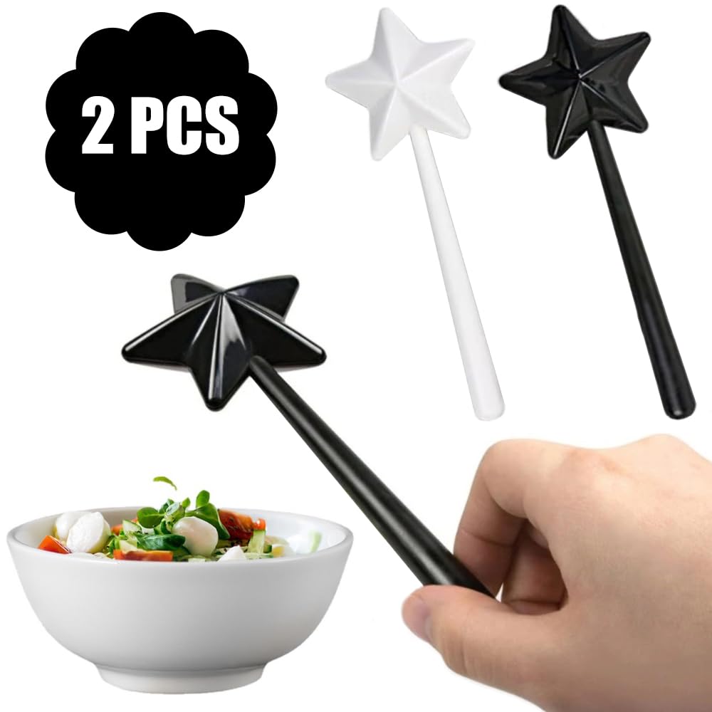 ChAusa 2 Salières Et Poivrières Magiques Baguette Étoile - Distributeurs Épices Rechargeables Noir Et Blanc