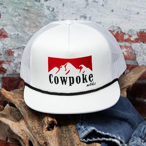 WHISKEY BENT HAT CO. Authentic 5-Panel Snapback Trucker Hat - Cowboy Killer 2.0 Cowpoke Embroidered Logo (US, Alpha, One Size, White) - Image 3