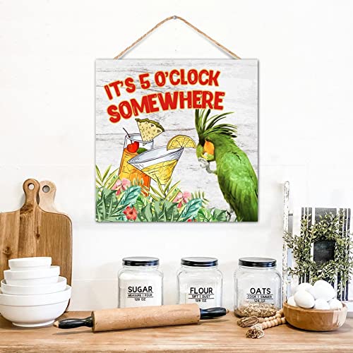 Panneau humoristique en bois déco murale cuisine ou salon Happy Hour