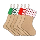 CCINEE 21.5 inch Burlap Christmas Stocking Fireplace Hanging for Gifts Goodies Handmade Projects Set of 6
