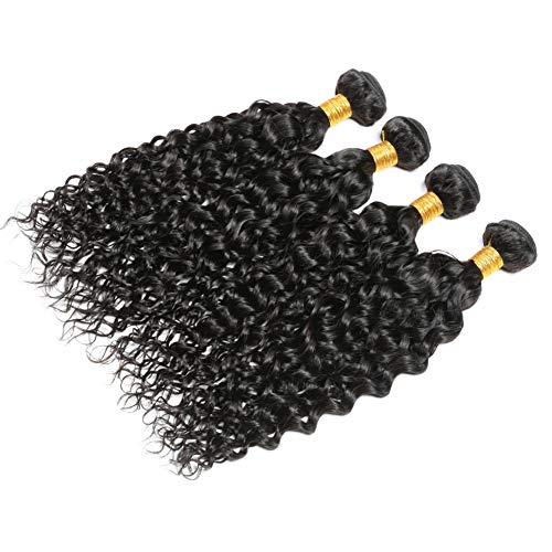 Brazilian Virgin Water Wave 4 Bundles 100% Unprocessed Human Hair Bundles Water Wavye Hair Extensions Double Strong Weft (16/18/20/22 Inch, Water Wave #TOP4