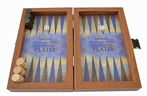 Manopoulos Platone Traveler Backgammon Mini Set - Fatto a mano in Grecia