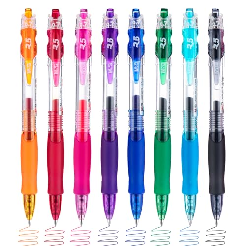 M&G Juego de 8 bolígrafos de gel multicolor 0.7mm retráctiles miniatura 1