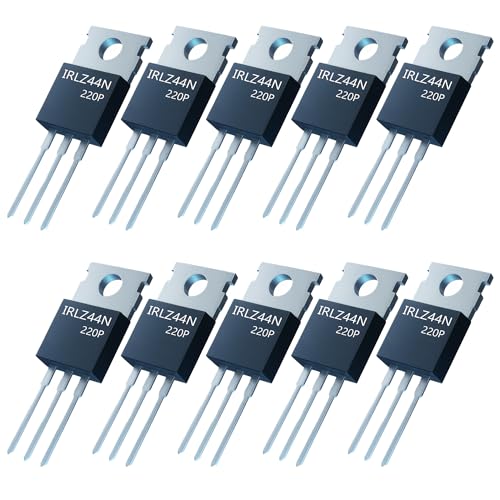 IRLZ44N Transistores MOSFET de nivel lógico, 10 unidades de transistores de potencia de canal N Hexfet de 55 V 47 A TO-220, incluye caja de almacenamiento de plástico para Arduino, Raspberry Pi, PWM