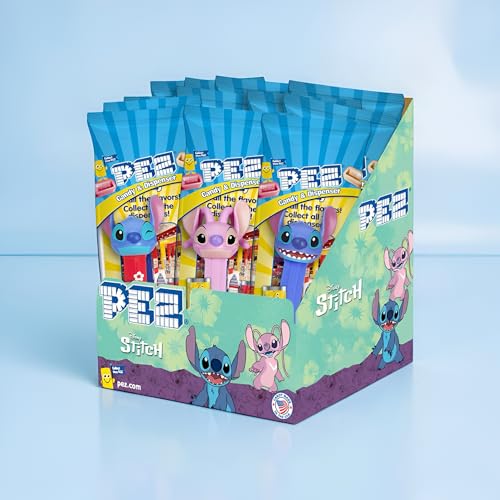 Image of Disney Stitch PEZ Dispensers Party Pack - 12 Count Individually Wrapped Candy & Collectible Dispensers, Birthday Party Favors, Gift Bags, Event Treats