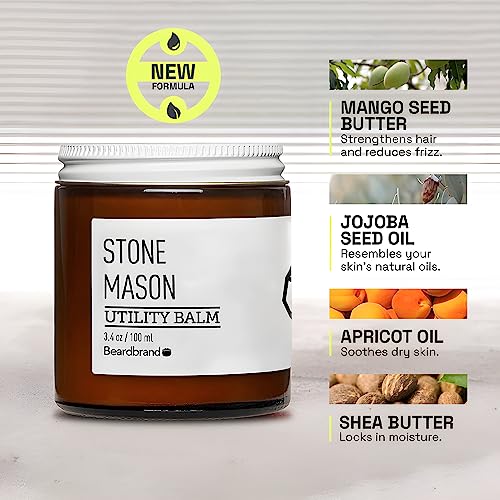 Beardbrand Beard Balm for Men [AS SEEN ON SHARK TANK] Skin Care Body Cream - Stone Mason - Tattoo Aftercare & Utility Balm Moisturizing Lotion - 3.4 oz - Thumbnail 4