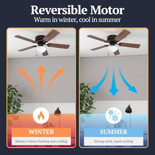 Prominence Home Alvina Traditional 42 Inch Ceiling Fan with Light, LED Flush Mount Ceiling Fan, Indoor Fan with 5 Blades, Light Cherry and Maple Brown Blade Finish Options, Bronze (50860-01) thumbnail 8