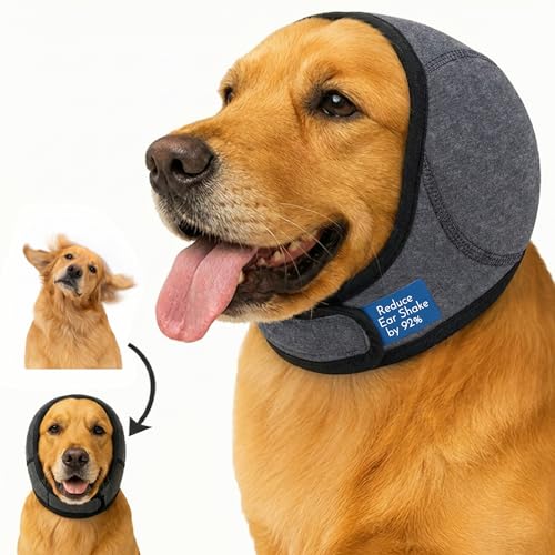 iKeep No-Shake Ear Wraps for Dogs: Breathable Bonnet to Stop Shaking & Aid Aural Hematoma Recovery - Post-Surgery Bleeding Protection for Golden Lab & Shepherd Large Breed