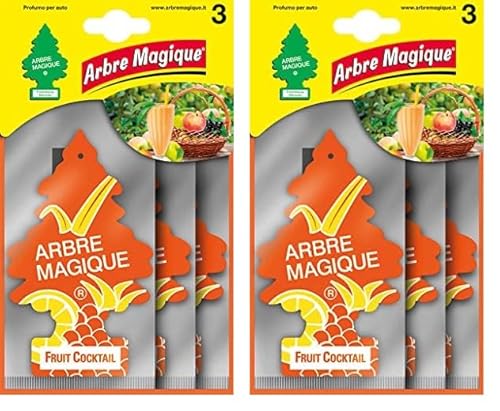 Arbre Magique, Profumatore Auto, Fragranza Fruit Cocktail, Profumazione Fresca e Delicata, Durata fino a 7 Settimane, Made in Italy, Formato Multipack da 3 Pezzi (Confezione da 2)