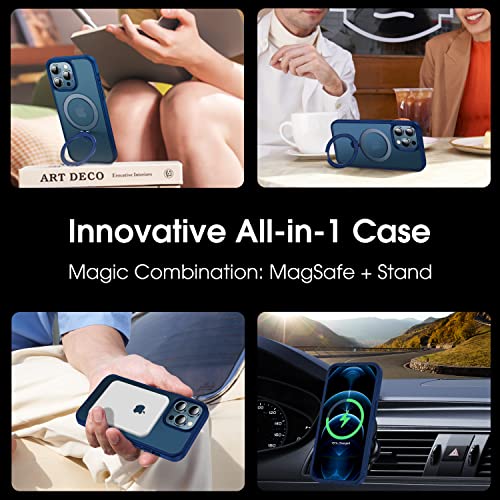 Image of CASEKOO Designed for iPhone 12 Pro Max Case with Magnetic Invisible Stand [Military Drop Protection] [Compatible with MagSafe] Shockproof Slim Translucent Matte Cases 6.7 Inch 2020, Blue