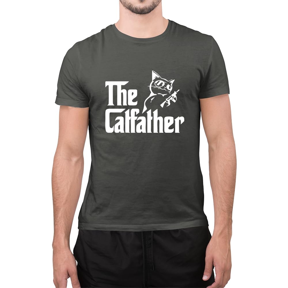 Graphic Impact Unisex Charcoal Funny The Catfather Parody Novelty Tumblr Amazing Stylish Graphic T-Shirt (, X-Large)