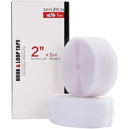 Sew on Hook and Loop Style 2 Inch Non-Adhesive Back Nylon Strips Fabric Fastener Non-Adhesive Interlocking Tape White,5 Yard