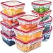 Fullstar (12 Pack) Food Storage Containers with Lids - Red Plastic Food Containers with Lids - Plastic Containers with Lids - Airtight Leak Proof Easy Snap Lock and BPA-Free Plastic Container Set