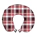ABAKUHAUS Kariert Reisekissen Nackenstütze, Retro Plaid Quadrate, Schaumstoff Reiseartikel für Flugzeug und Auto, 30x30 cm, Pink Kastanienbraun Weiß