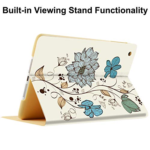 Image of DuraSafe Cases for iPad 7th 8th 9th Gen 2019 /2020 / 2021-10.2 Inch [iPad 9 8 7 ] A2602 A2270 A2197 MW762HN /A MW742HN /A MYLC2HN /A Ultra Slim Printed Smart Flip Folio Book Cover - Watercolor Flowers
