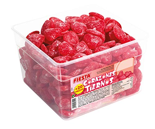FIESTA Corazones Tiernos Golosinas con Relleno Blando Sabores Frambuesa - Envase de 290 unidades