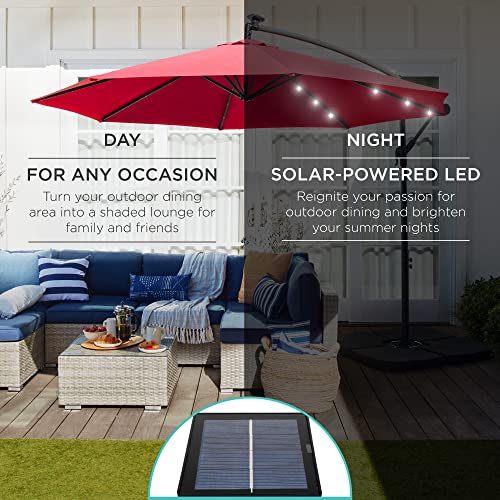Best Choice Products SKY5711 10Ft Solar Led Offset Hanging Market Patio Umbrella For Backyard, Poolside, Lawn And Garden W/Easy Tilt Adjustment, Polyester Shade thumb #2