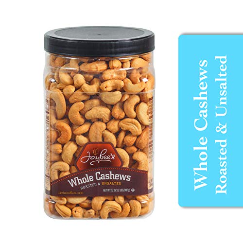 Freshly Roasted Unsalted Cashews by Jaybees Nuts - Healthy Protein Snack
