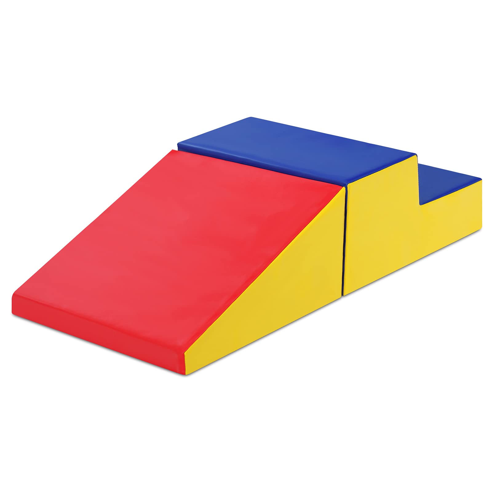 GOPLUS 2 Bloques de Construcción de Espuma, Bloques de Construcción Blandos para Escalar, Bloques Grandes con Escalera y Tobogán, Superficie de Piel Sintética
