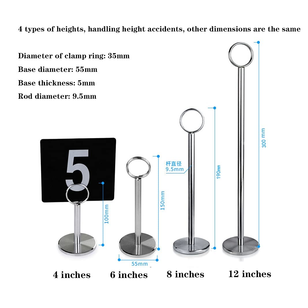 10 Stück Tischnummern-Kartenhalter, Tischkartenhalter für Hochzeiten, Restaurants und Partys, 4/6/8 Zoll runder Foto-Clip-Halter, Ständer, Silber/8 Zoll (4 Zoll)