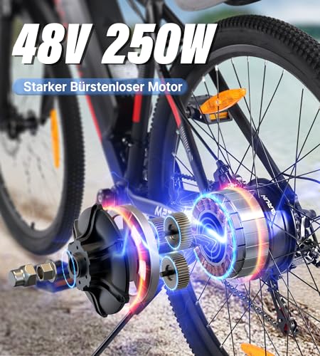 VARUN E Bicikl, 27,5 inčni e-mountain bicikl za muškarce i žene sa 250W motorom, 48V13Ah Li-Ion baterija, e-bicikl sa LCD-om, 5-PAS MTB 21 brzina, električni bicikl Max 100KM