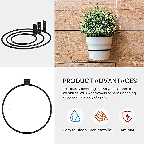 Treelen 8 Inch Flower Pot Holders For Outside,3 Pack Heavy Duty Flower Pot Ring Wall Planter For Plant Pots Indoor Outdoor,Black #TOP6