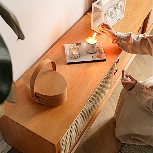 ARINAL TV Cabinet Rattan TV Cabinet Living Room Modern Entertainment Media Center Console with Rattan Sliding Doors, Hidden Drawers Entertainment Center - Image 3