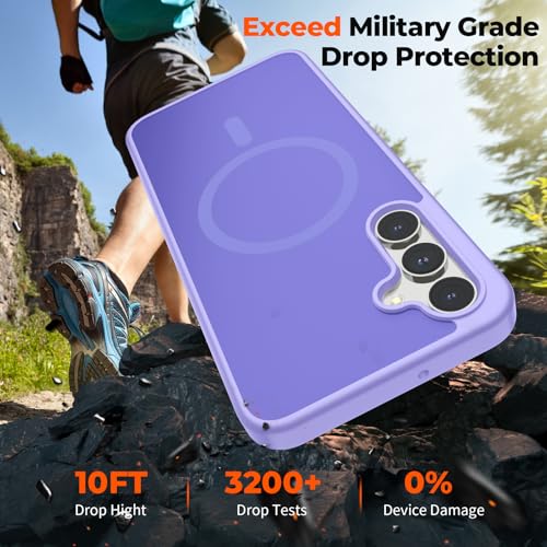Image of SUPFINE Magnetic for Samsung Galaxy A16 5G Case with Screen Protector, (Built-in Magnets) (Military Grade Drop Protection) Slim Translucent Shockproof Phone Case,Purple