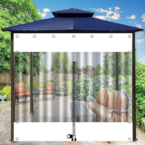 Bâche en rideau transparent imperméable à fermeture éclair avec bordure blanche extérieure - 6