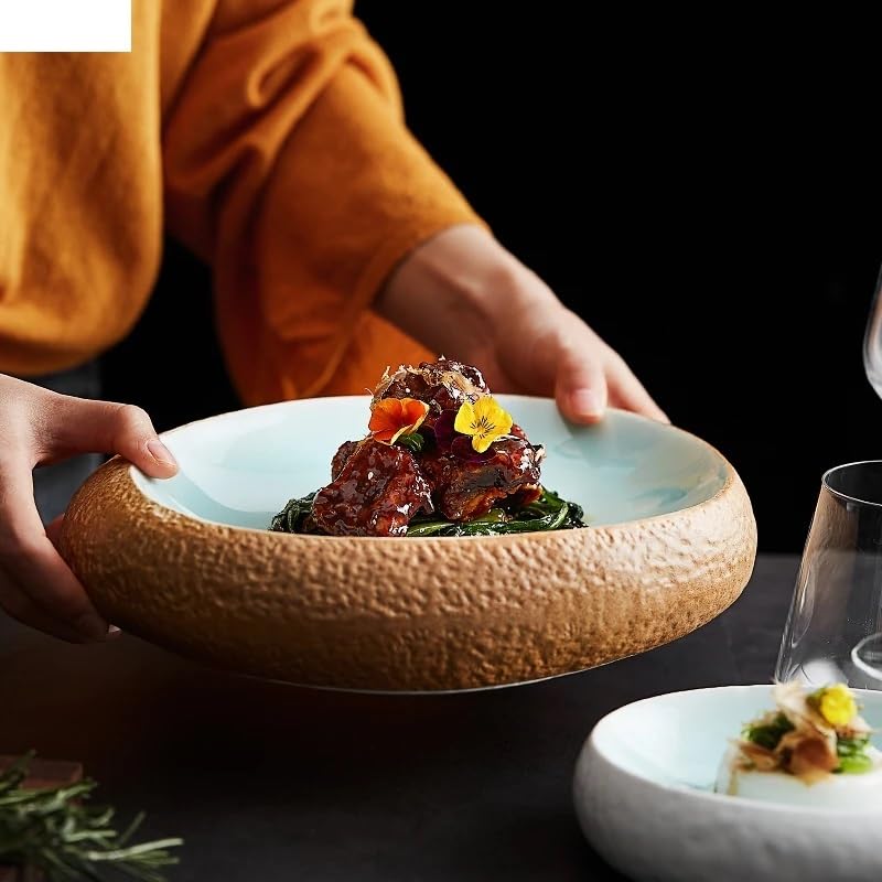 Creative - Platos llanos de cerámica de 10.2 pulgadas, vajilla ovalada moderna para aperitivos, postres, filetes y pasta, ideal para uso doméstico, hotel y restaurante, elegante plato de comedor