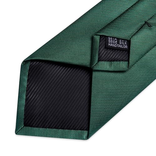 Image of DiBanGu Mens Silk Necktie Solid Color Tie and Pocket Square Cufflink Tie Clip Set Woven Plain Ties for Men Wedding Party