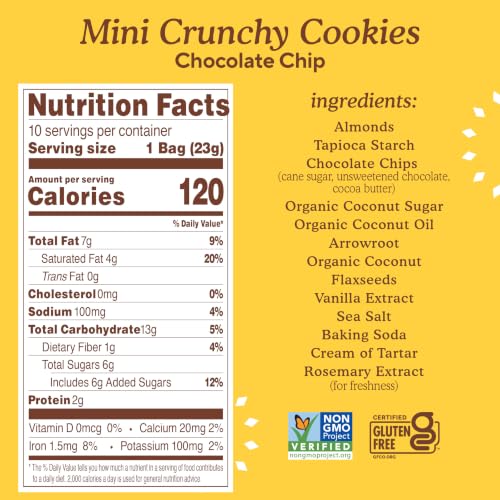 Image of Simple Mills Mini Choc Chip Cookie & Sweet Thins Variety Pack, 20ct, 0.8 oz | Bulk Size, 20 Individual Snack Packs, Certified Gluten Free, Non-UPF Verified, Great for Kids and Families, Lunchbox Ready