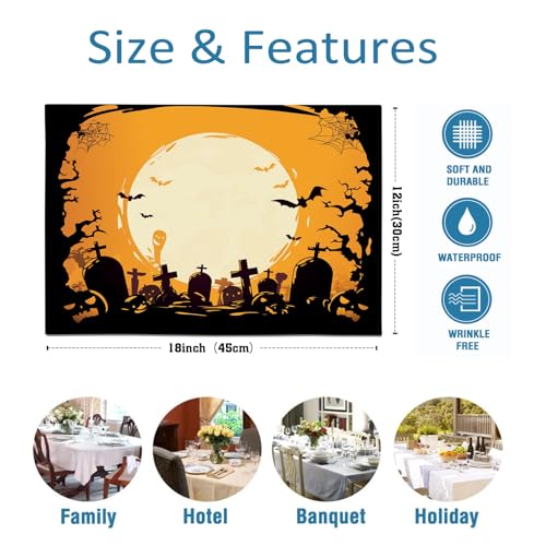 Set de table horreur lavable lot de 8 pour protéger la cuisine pendant les fêtes - 8