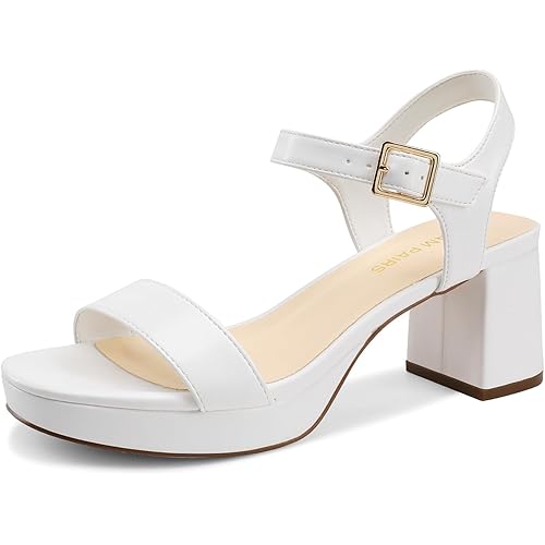 DREAM PAIRS Women's Platform Heels Block Chunky Open Toe Ankle Strap Heel Fashion Wedding Party Dress Sandals Shoes