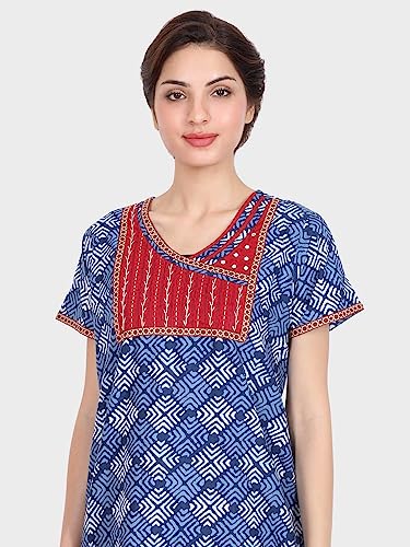 Image of Evolove Women's Cotton Long Maxi Night Gown Nighty Dress with Pocket, Super Soft Comfortable (LNG-Cotton-2)