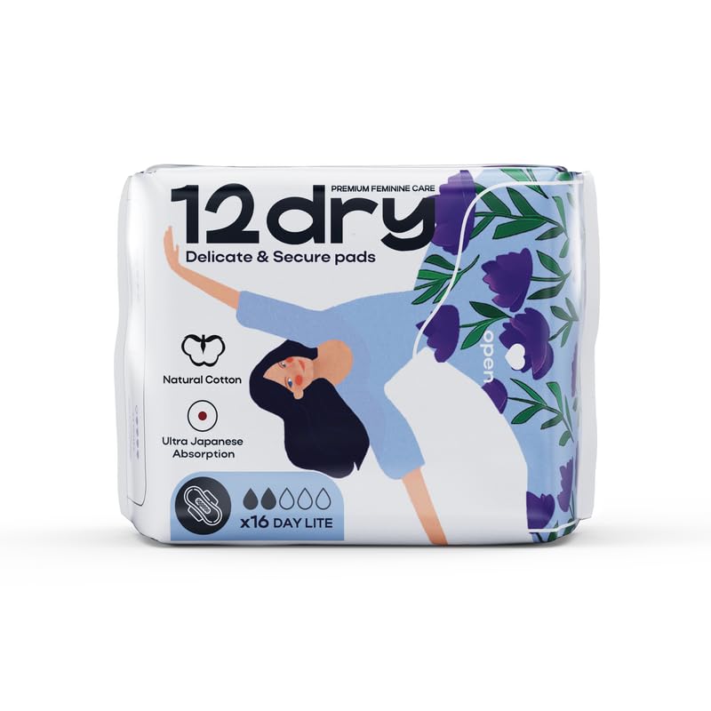 Ultra Thin Sanitary Pads 16 Count Super Absorbent Leak Proof Odor Bacteria Protection Soft Breathable AirCool Technology FDA and FSC Certified for Start and End of Period 185mm Single Pack Day Lite 1