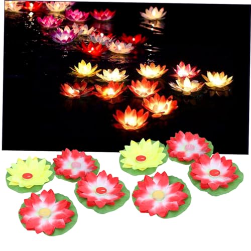 IMIKEYA 15pcs Lotus Night Lamp Lotus Flower Lamp Lotus Pool Lights Flower Pool Lights Flower Lantern Decorative Lotus Lantern Wedding Night Light