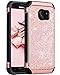Galaxy S7 Case, BENTOBEN 2 in 1 Luxury Glitter Bling Hybrid Slim Hard Cover Laminated with Sparkly Shiny Faux Leather Chrome Shockproof Protective Case for Samsung Galaxy S7 (G930), Rose Gold