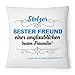 Fashionalarm Kissen Stolzer bester Freund - unglaubliche beste Freundin - 40x40 cm mit Füllung | Geburtstag Geschenk Idee Freunde Freundschaft, Farbe:weiß