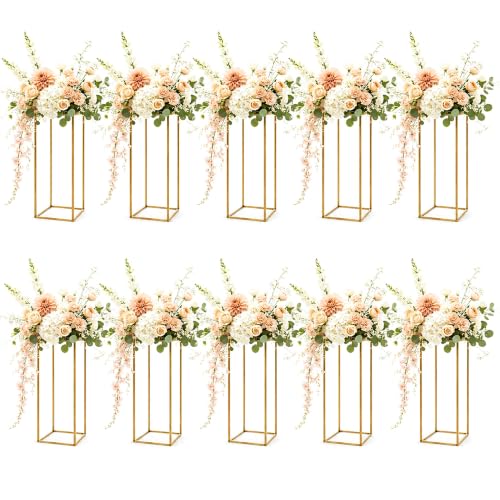 LSYSGSB Gold Flower Stand for Wedding, 10 Pcs Wedding Centerpieces for Tables, 23.6 Inch Metal Column Stand, Tall Centerpieces for Tables, Reception Party Event Decor by LSYSGSB - Used condition - US$79.30