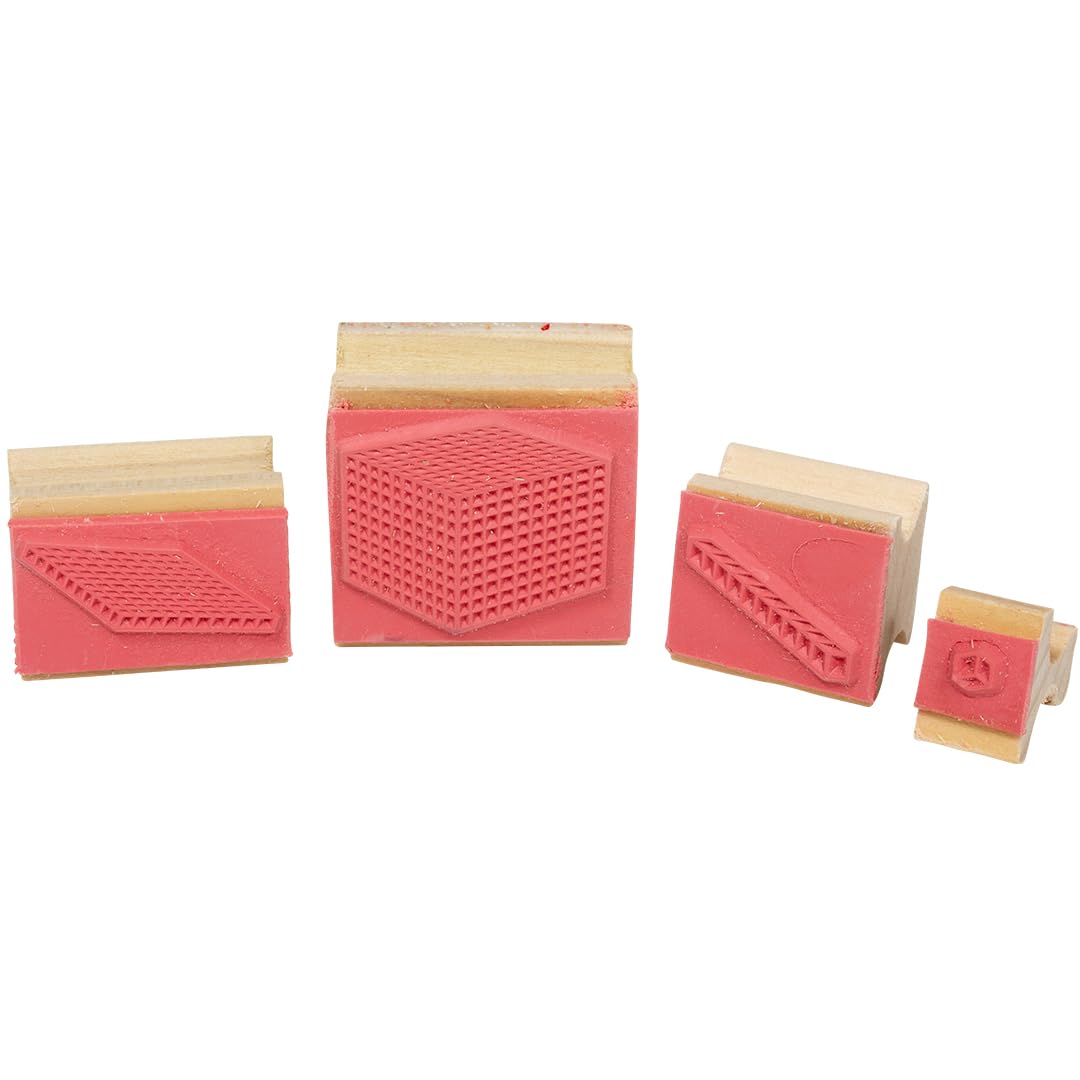 READY 2 LEARN Base 10 Block Stamps - Set of 4 - Wooden Stamps for Early Math Activities and DIY - Use for Flashcards, Worksheets, Homework and Scrapbooks