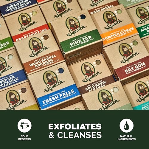 Dr. Squatch Natural Men’s Bar Soap - Cold Process Body Soap Bar with Natural Oils - Gifts for Men - Summer Citrus, Coconut Castaway, Fresh Falls, Coastal Mist & More (5 oz, 5-Pack, Scents May Vary) - Image 4