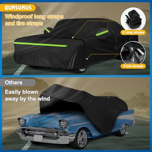 Image of QUNSUNUS Waterproof Car Cover for Chevrolet Bel Air /150 /210 1950-1957 Sedan /Coupe /Hardtop, All Weather Outdoor Car Covers with Zipper, Straps and Elastic Edge