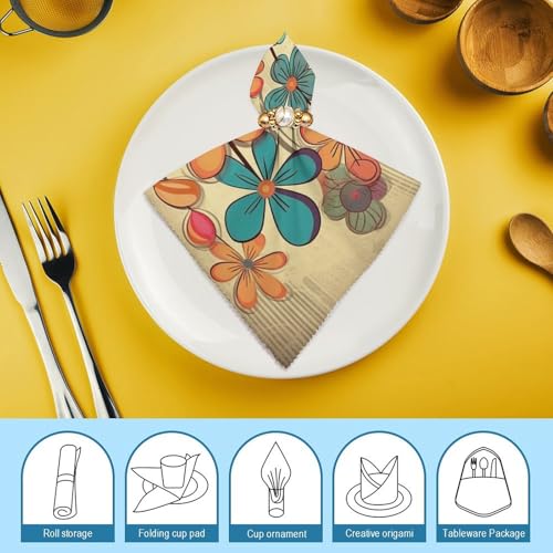 Servilletas de tela con flores vintage pack 4 miniatura 7